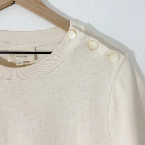 Sezane Emy Dress in Cream Button Shoulder 100% Organic Cotton Size XXL - Picture 8 of 10